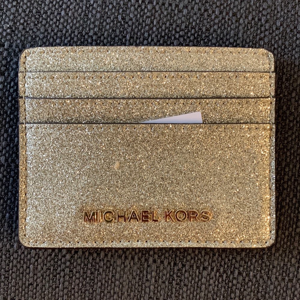 Gold Glitter Michael Kors Card Holder *NWT*